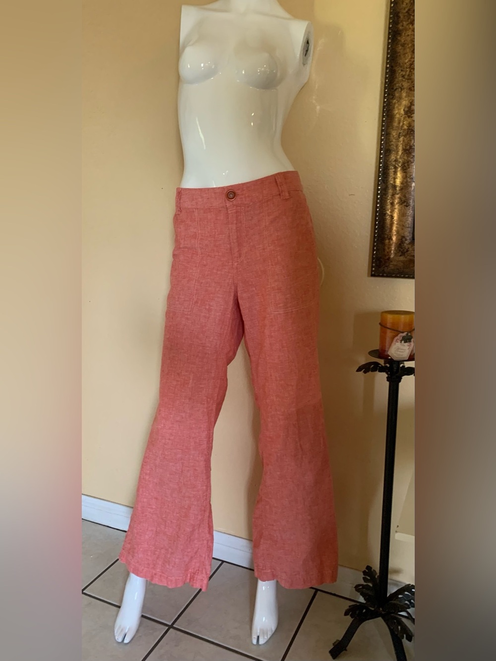 Anthropologie Pilcro and the Letterpress Linen Wide Leg Pants Size 14